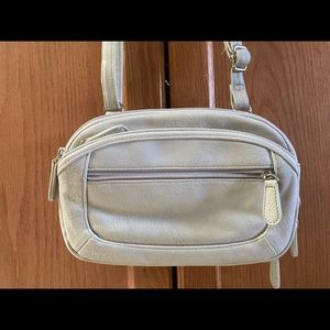 Denver Hayes crossbody vegan leather bag. Oyster in colour Excellent condition